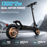 SUNNIGOO D7 Dual Motor Electric Scooter for Adults | 60V 37.1Ah, 1300W×2, 110 km Range, 10" Tubeless Tires, Hydraulic Brakes