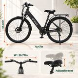 SUNNIGOO M2 electric bike dimensions – 70.47 in long, 26.77 in handlebar width, adjustable saddle