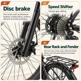SUNNIGOO M2 mechanical disc brake and Shimano 7-speed drivetrain close-up