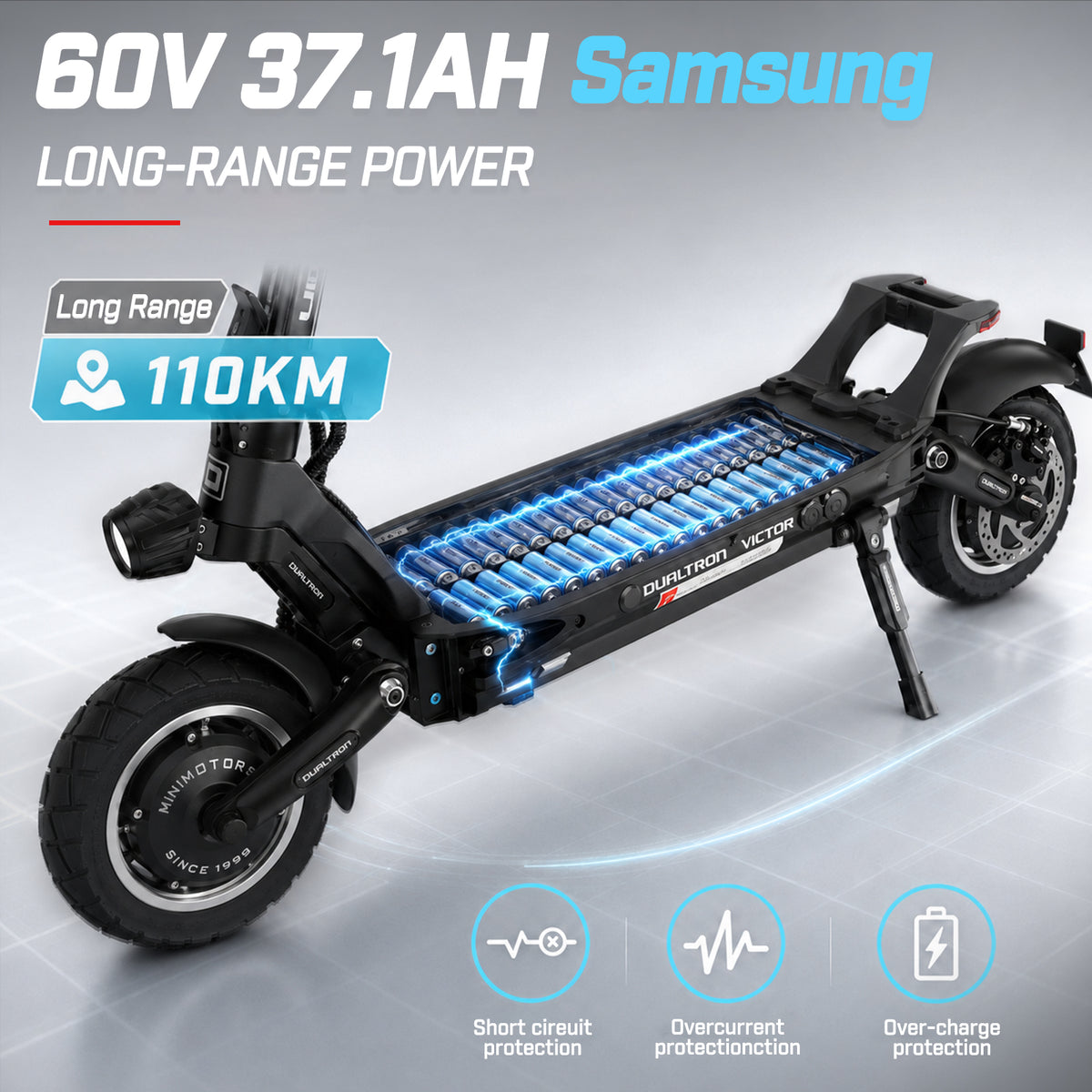 SUNNIGOO D7 Dual Motor Electric Scooter for Adults | 60V 37.1Ah, 1300W×2, 110 km Range, 10" Tubeless Tires, Hydraulic Brakes