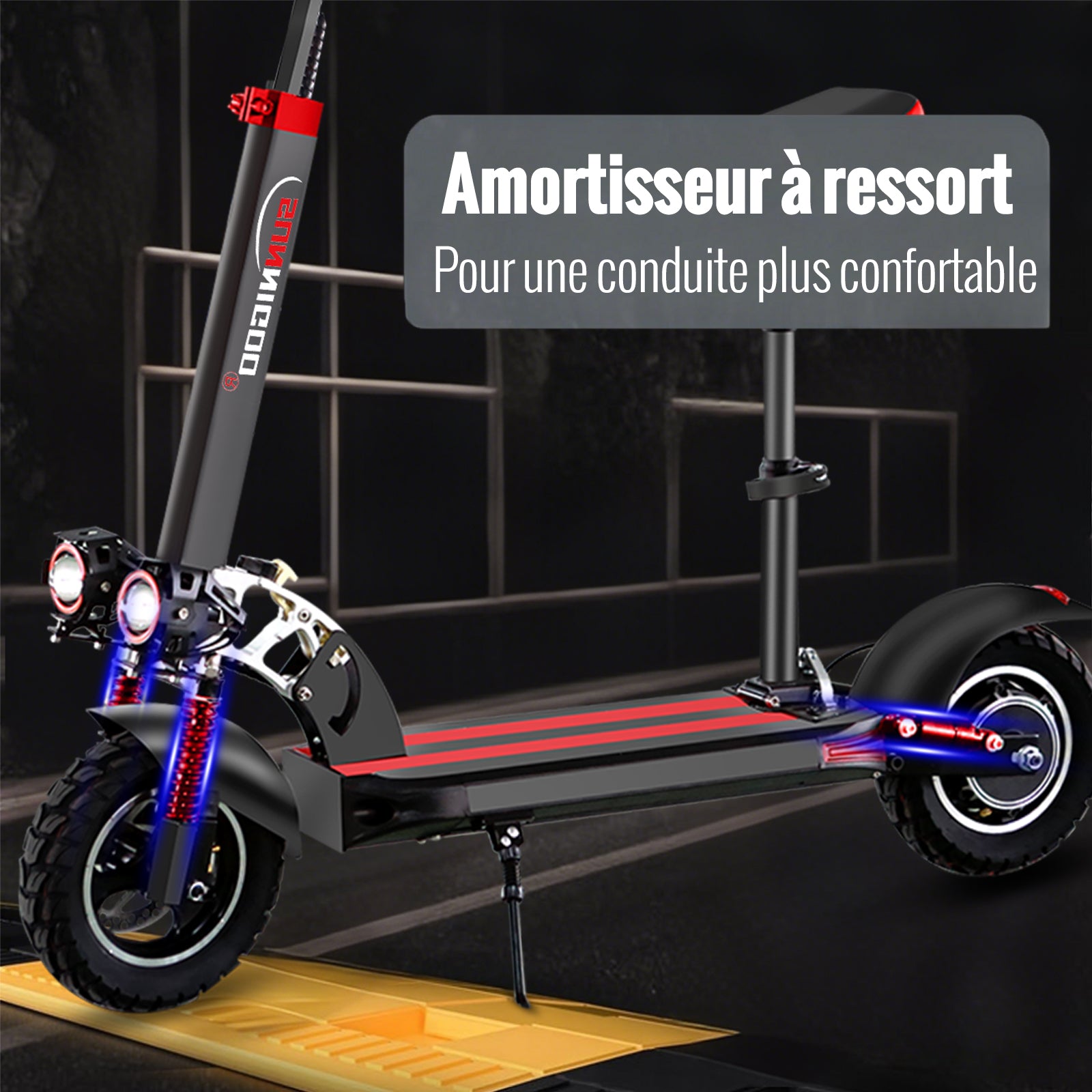 SUNNIGOO N3MAX 800W Folding Electric Scooter with Seat – Long-Range, Off-Road Tires & Dual Disc Brakes