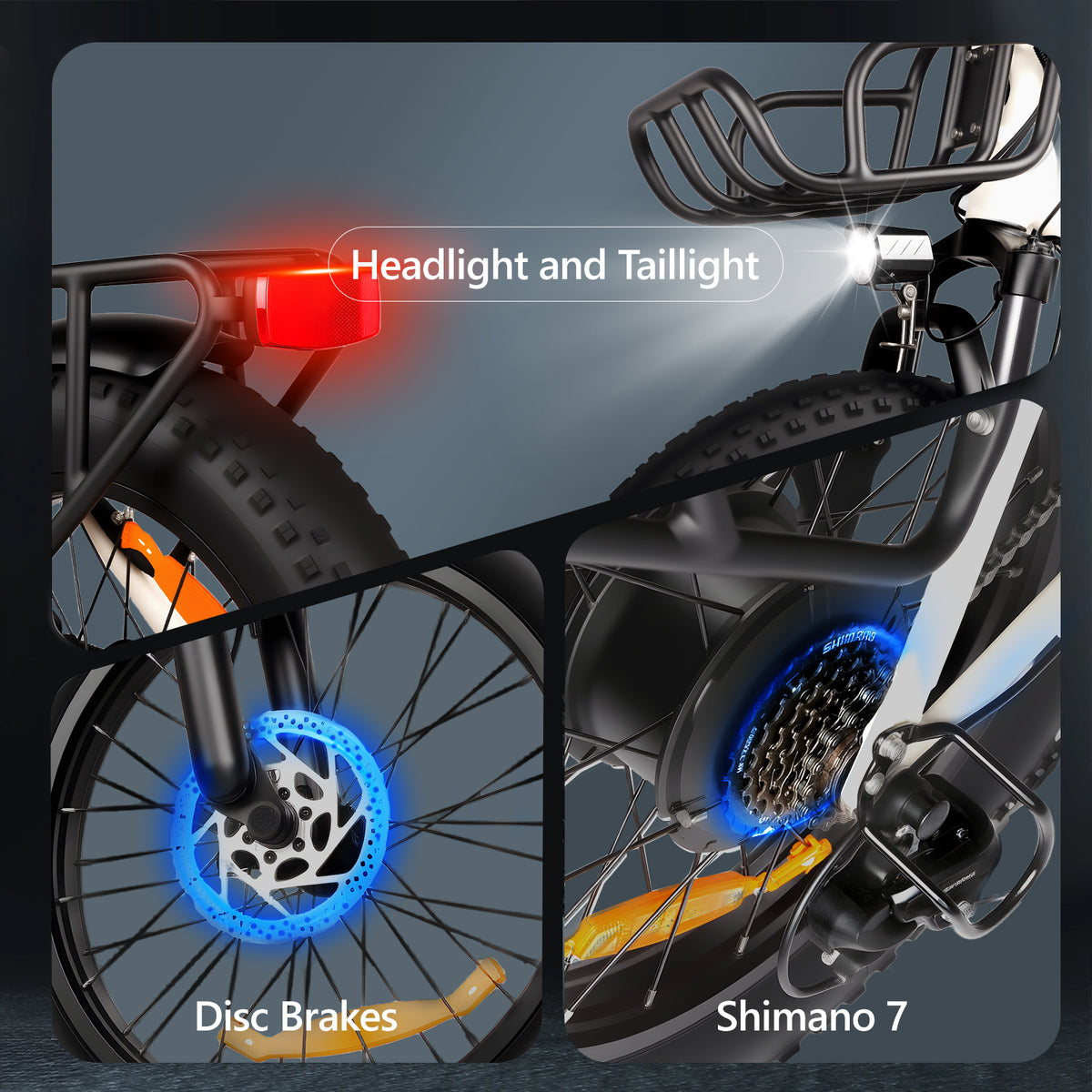 SUNNIGOO B5 cockpit detail with LCD display, Shimano shifter and hydraulic brake lever