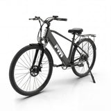 SUNNIGOO M1 electric city bike for adults in matte black, side view – 27.5 inch wheels and suspension fork
