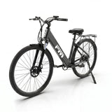 SUNNIGOO M2 electric city bike for adults in matte black, side view – 27.5 inch wheels and suspension fork