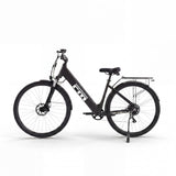 SUNNIGOO M2 PLUS electric city bike for adults in matte black, side view – 27.5 inch wheels and suspension fork