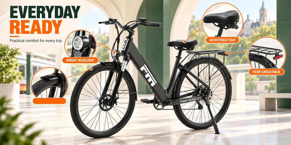 SUNNIGOO M2 PLUS everyday ready – 350W motor, 36V 16.5Ah battery, 25 km/h, 60-80 km, 120 kg load