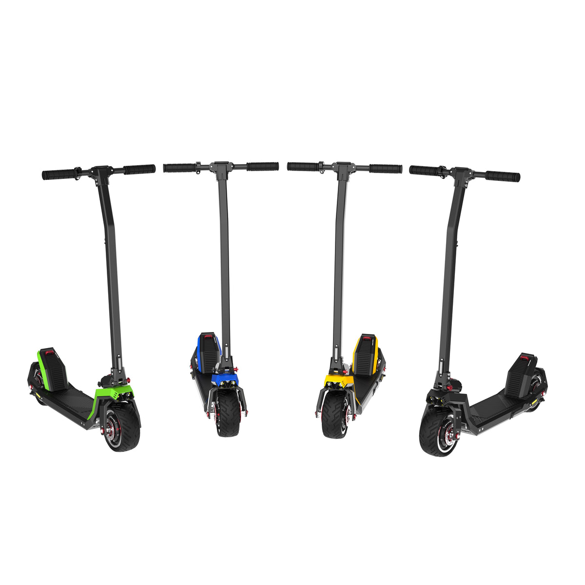 SUNNIGOO D1 folding electric scooter available in black, blue, yellow and green