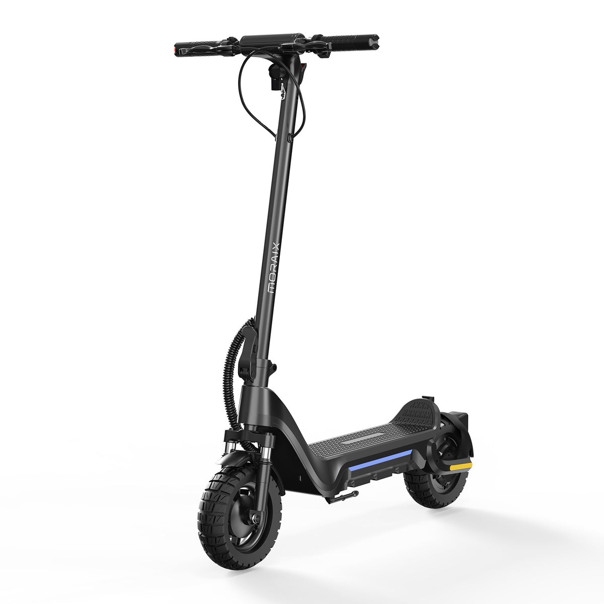 SUNNIGOO J3 low-angle front view showing front suspension and deck