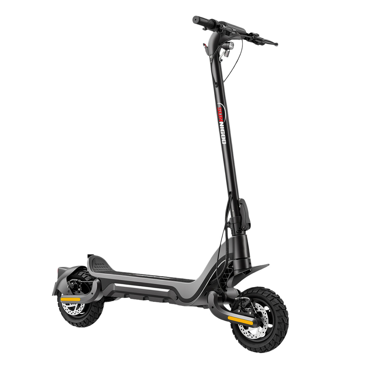 SUNNIGOO J5 600W off-road electric scooter - side view with dual disc brakes and 10 inch off-road tires