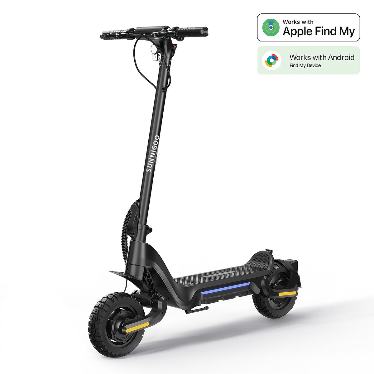 SUNNIGOO J5 Mate dual-motor electric scooter - 45 degree view, 10 inch off-road tires