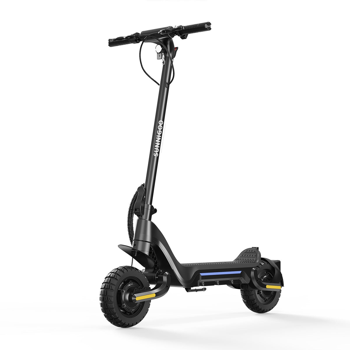 SUNNIGOO J5 Mate electric scooter low angle - rubber front and rear suspension